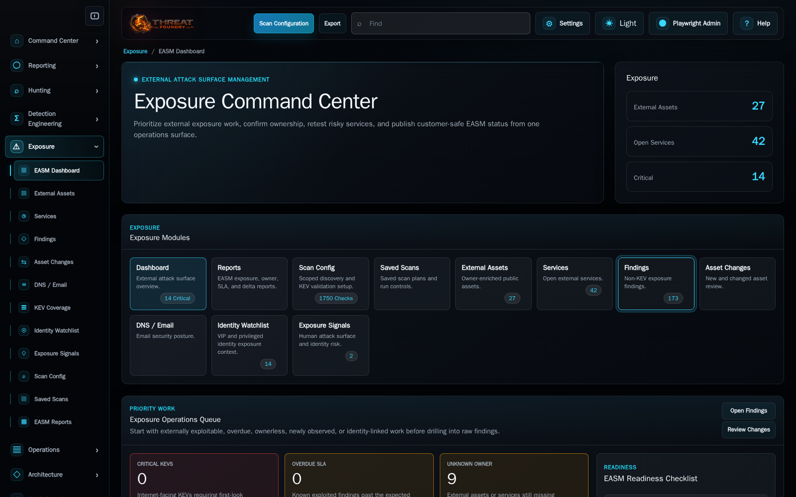 EASM Command Center product view